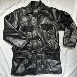 Black Vintage Italian Leather Coat