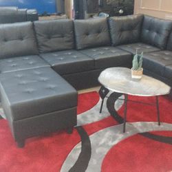 Leather Black Sectional 