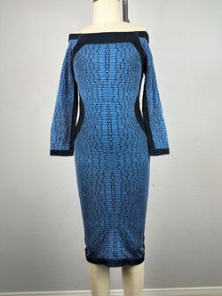 Bebe off-the-shoulder engineered jacquard cutout knit bodycon dress Size Small