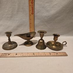 VTG Brass Candlesticks, Lot Of 4