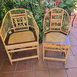 Vintage Brighton Pavilion Style Bamboo Chinoiserie Chairs 