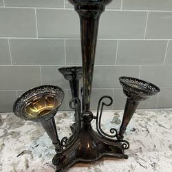 Victorian Epergene Vase Silver Plaited