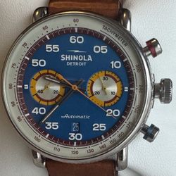 Shinola Lap 07 Canfield Speedway Automatic Chronograph 44mm Blue Limited Edition