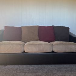 Leather + Microsuede Sofa- Great Condition 
