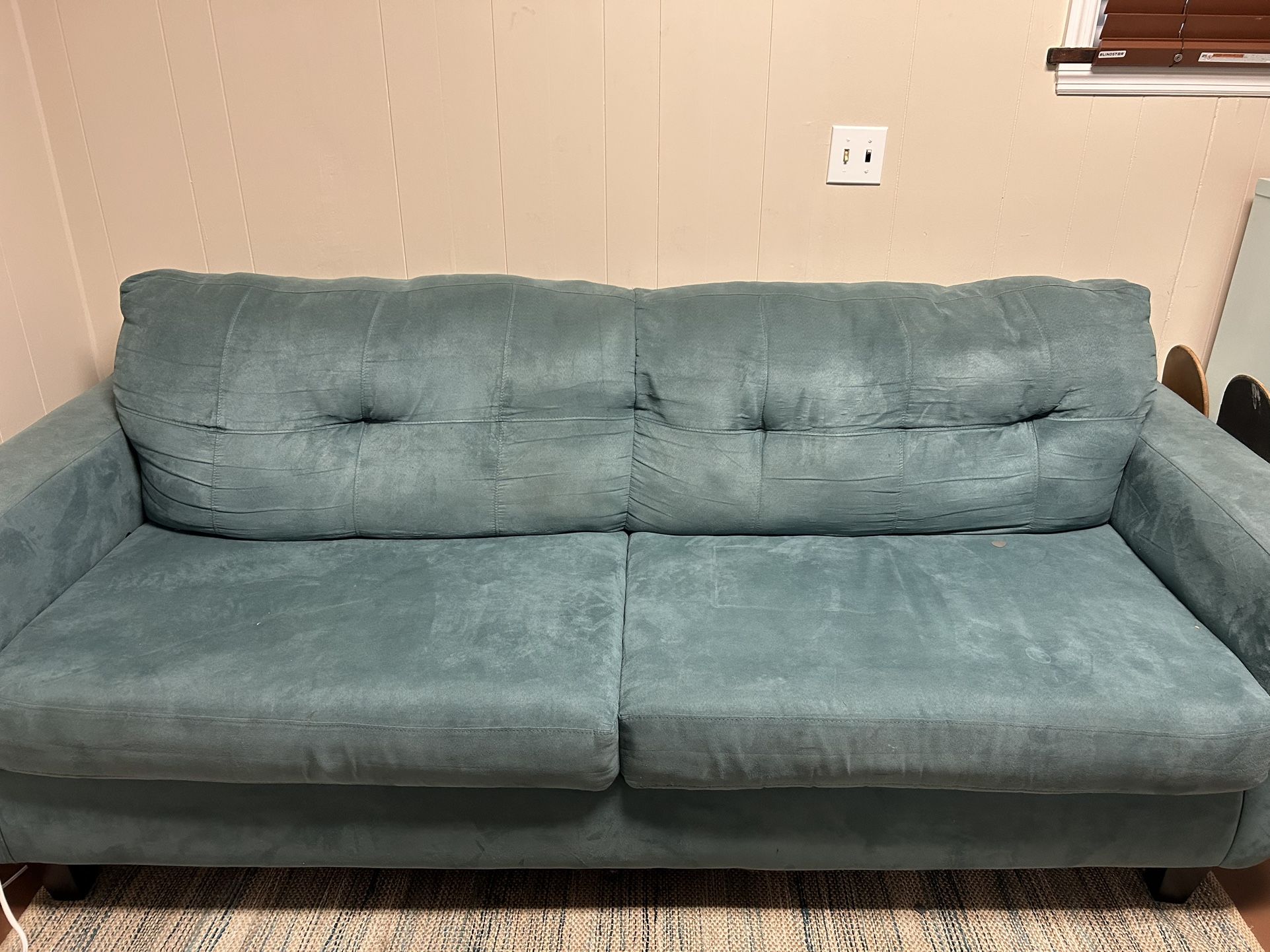 Comfy Microsuede Blue Couch