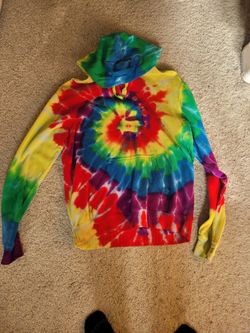 Tye Dye Hoodie Sweatshirt Pullover rainbow Size Medium