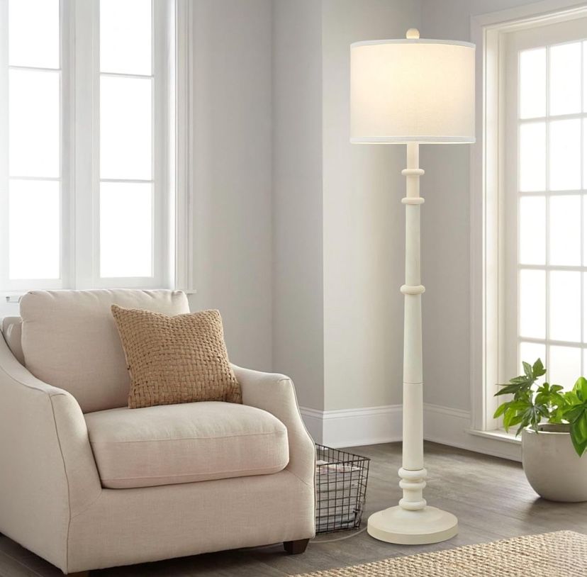 60" Resin Farmhouse Floor Lamp with 3 Color Temperatures - New