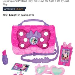 Disney Junior Minnie Mouse Bowfabulous Bag Set, 7-pieces, Dress Up and Pretend Play, Kids Toys for Ages 3 Up by Just Play