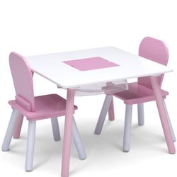 Delta Children 4-Piece Toddler Table, Pink/White