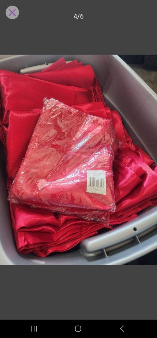 Satin Red Tableclothes, Napkins, And Chair Covers $100 For ALL