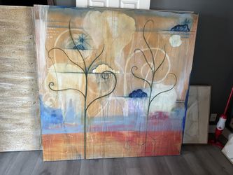 Large 5×5 Abstract Watercolor on Wood – “In the Style of Teresa Stanley”