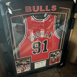 Dennis Rodman Signed Framed Jersey
