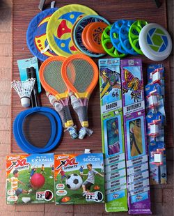 HUGE Summer Fun Toy Lot - Kites, Sports Sets, Rackets & More!