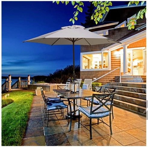 clearance sunbrella patio umbrellas PURPLE LEAF Solar Cantilever Umbrella with Lights, Large For Outdoor leading anit Active:SKY5274 Round Patio Umbrella Base Make a choice:Metallic Red