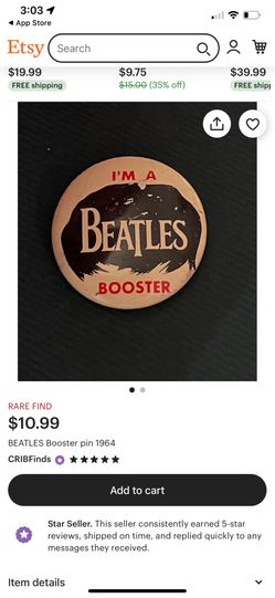 1964 Beatles Booster Pin.