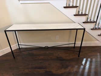 Console Table with Stone Top and Iron Base