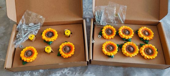 Resin Sunflower Cabinet Drawer Pulls 