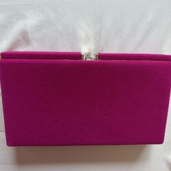 Pink velvet clutch purse with gold trimmings and black interior. New 