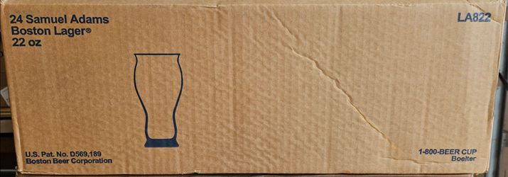 Samuel Adams Boston Lager 22 oz Official Beer Glass Case of 24 NIB