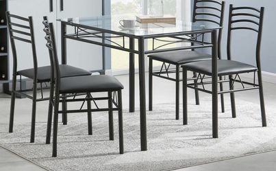 5-Piece Glass Top Metal Dining Table Set