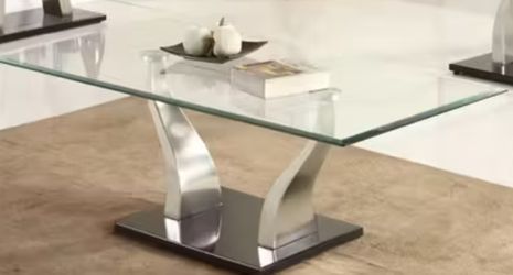 Glass coffee table and two end tables. 3 piece set Used