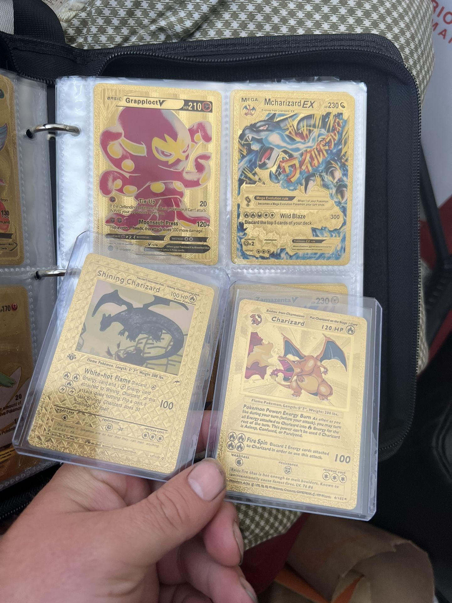 Gold Foil Pokémon Lot Shining Charizard 1st Edition Original Charizard Pikachu 36 Cards Binder And Plastic Sleeves