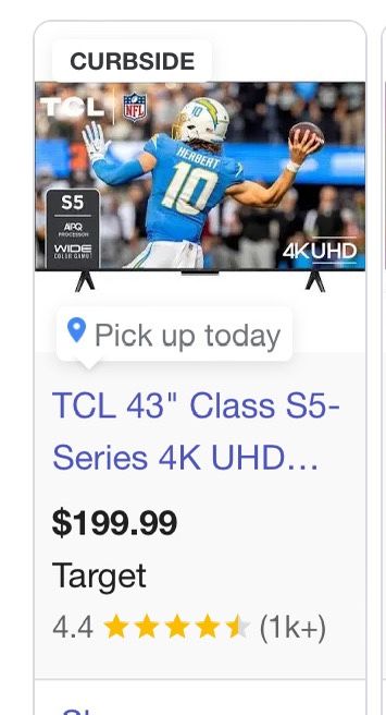 43in TCL $100