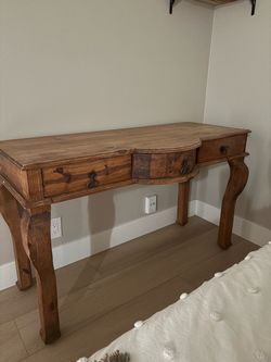 Rustic Solid Wood Writing Desk with Drawers