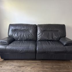 Black Leather Electric Recliner Couch 