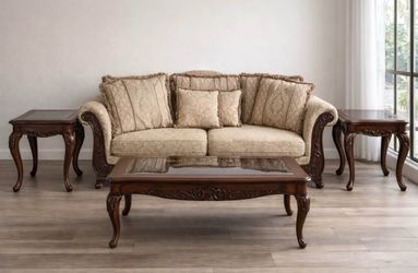 Juego de Sala Clásico Completo con Sofás y Mesas Elegantes 🛋️✨ Madera Tallada