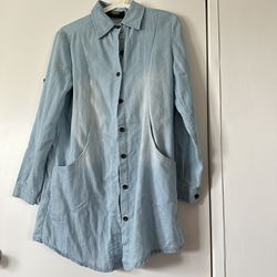 Long Denim Button Down Shirt