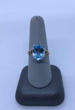 Designer Ring with Aquamarine color stone Estate Jewelry