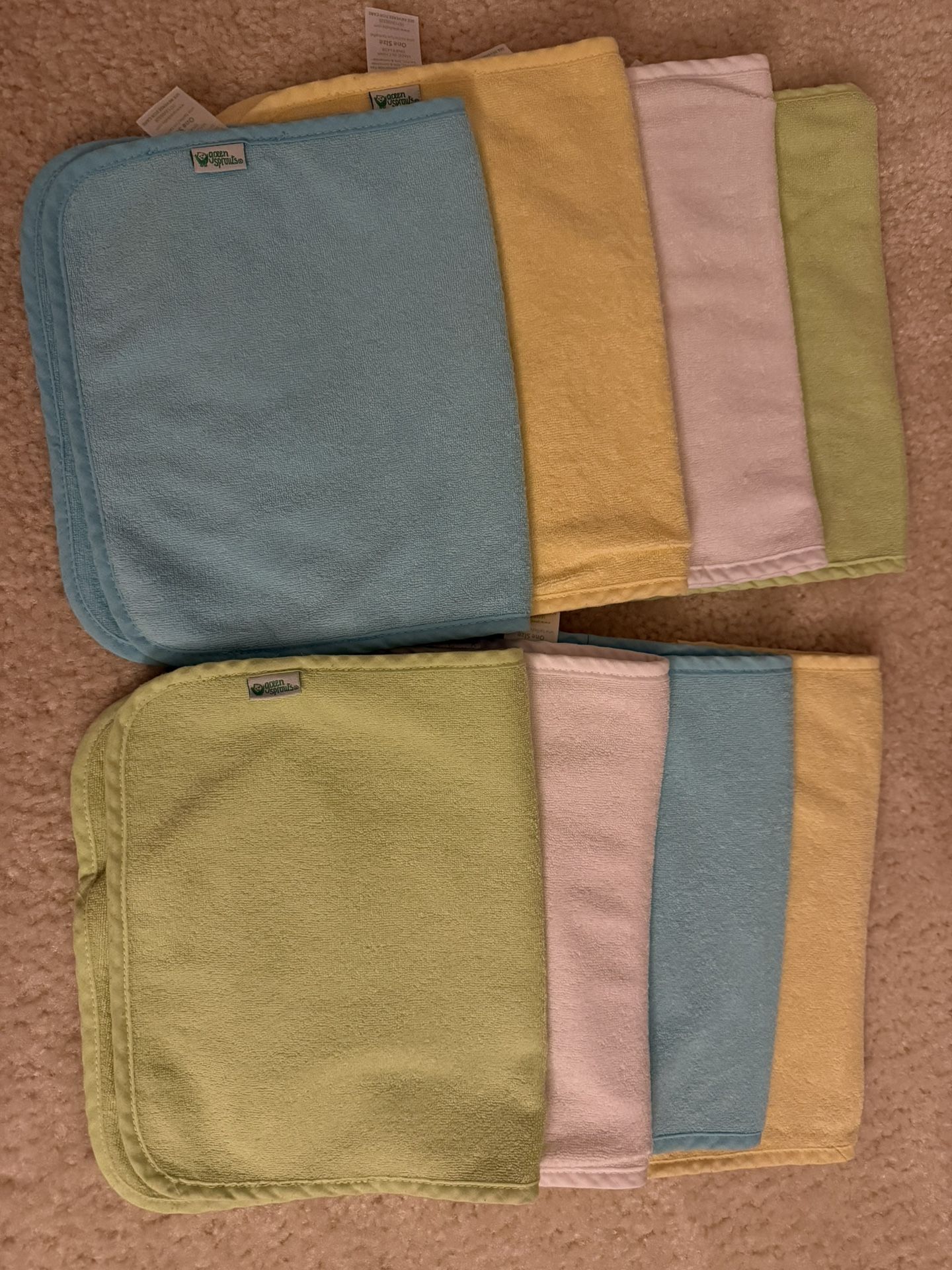 (8) Pack Of Green Sprouts Brand Burp Cloths