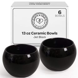 6 Black Ceramic Bowls