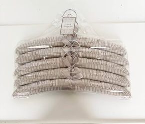 5-pack of Neutral-Toned Striped Fabric Padded Clothes Hangers