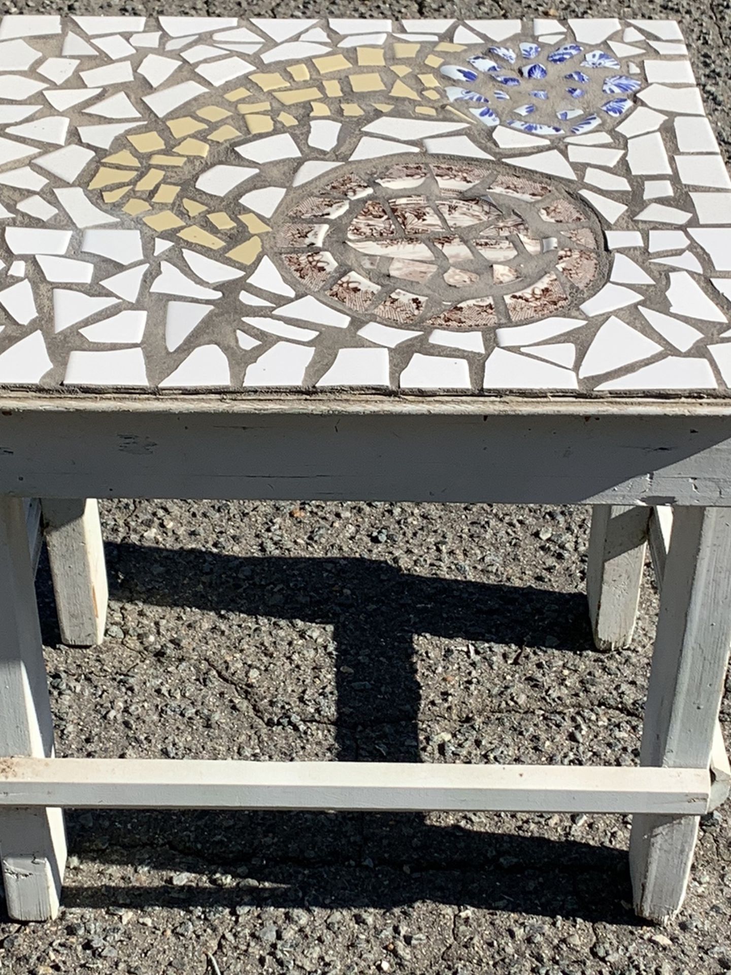 Outdoor, Patio, Sunroom, Wood Table With Ceramic Tile Top, Side, End Tabled