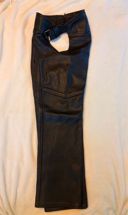 Women’s Black Leather Motorcycle Chaps