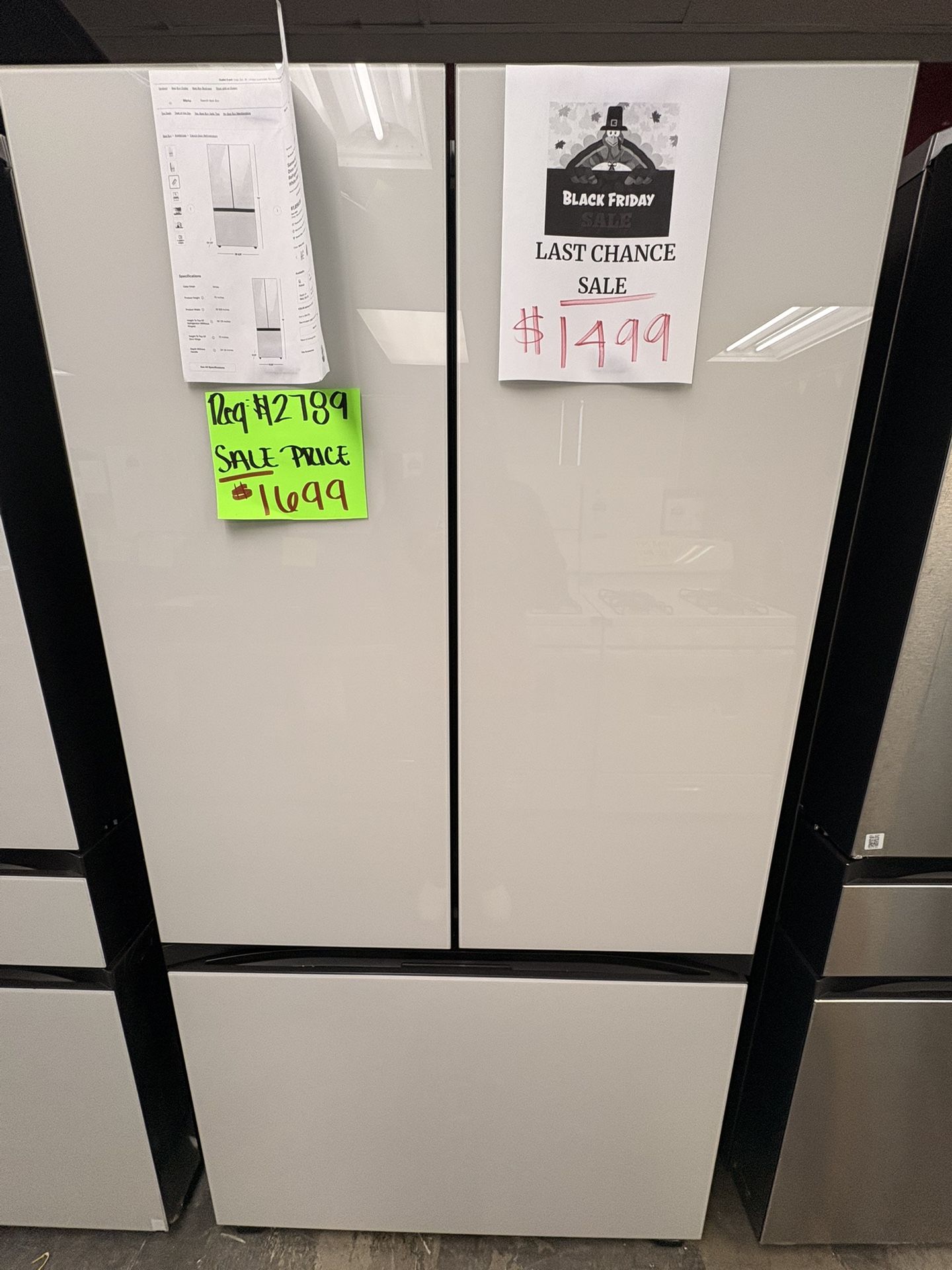 Samsung White Glass Bespoke Refrigerator