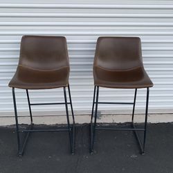 Milan 25" Vintage Faux Leather Bar Stool (Set of 2) Brown