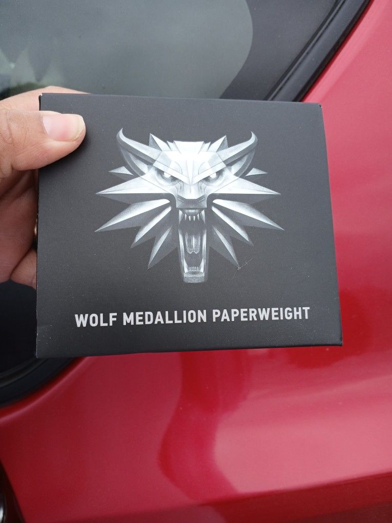 paperweight modeled after the Wolf Medallion from The Witcher game series.