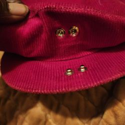 Pink Corduroy Cap with Metal Snaps