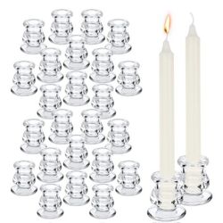 24PcsCandlestickHolders Glass Clear
