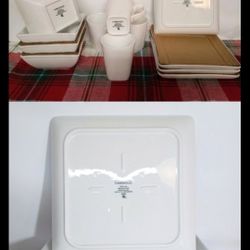 Threshold Square White Porcelain Dinnerware: 16-Piece Set ( 4 plates - 10.5 Inch )  (4 Plates - 8.125-inch)  (4 Bowls) (4 Mugs)