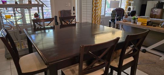 Dark Wood Dining Table with 6 Chairs