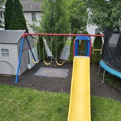 Lifetime Kid's Monkey Bar Adventure Metal Swing Set with Slide and Trapeze Bar