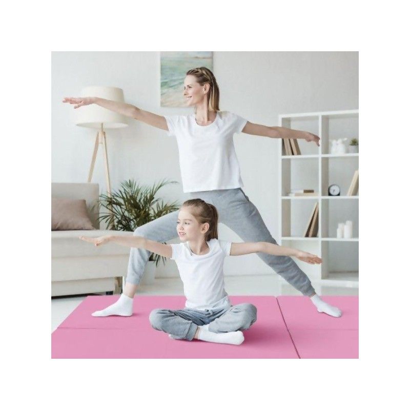 6 x 2 ft. Tri-Fold Gym Mat with Handles & Removable Zippered Cover, Pink