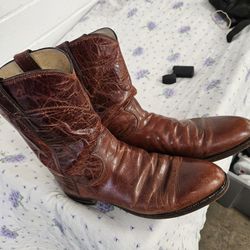 JUSTIN 3512 MENS RED BROWN LEATHER WESTERN ROPER BOOTS SIZE 10D