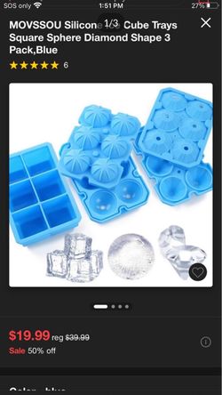 MOVSSOU Silicone Ice Cube Trays 3 Pack Blue