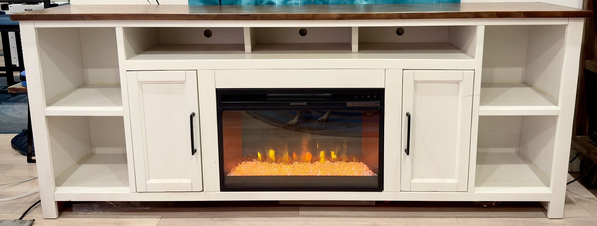 Extra wide TV stand, Vinyl Record Storage, Electric Fireplace Cabinet