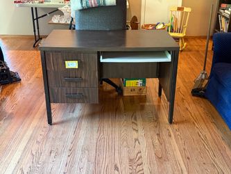 Vintage Wood Laminate Office Desk with Drawers